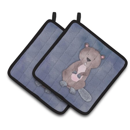 Carolines Treasures Beaver Watercolor Pair of Pot Holders BB7392PTHD